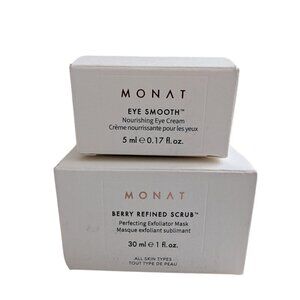 Monat Eye Smooth Nourishing Eye Cream 0.5oz & Berry Refined Scrub 1oz UNSEALED